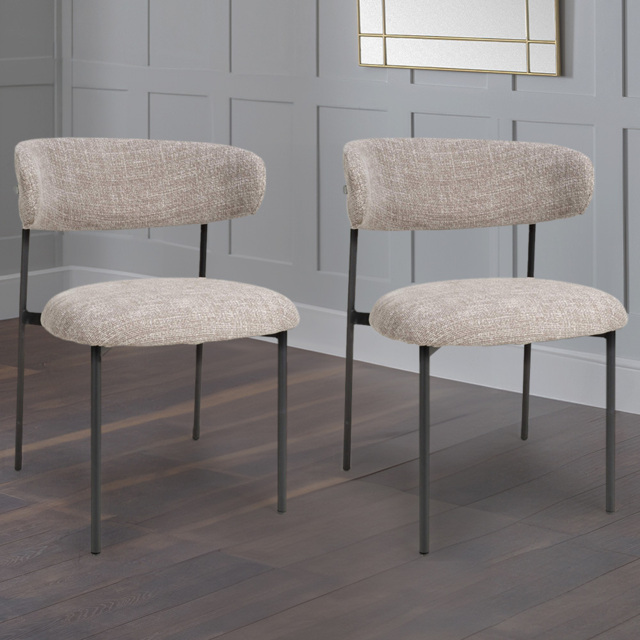 Shankar Marisa Set of 2 Oatmeal Tweed Dining Chair - Cream - Wilko - image 1