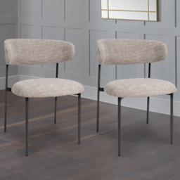 Shankar Marisa Set of 2 Oatmeal Tweed Dining Chair - Cream - Wilko