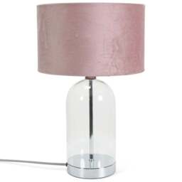 ValueLights Jessy Silver and Blush Pink Velvet Shade Glass LED Table Lamp - Size: 45 x 25 x 25cm - Wilko