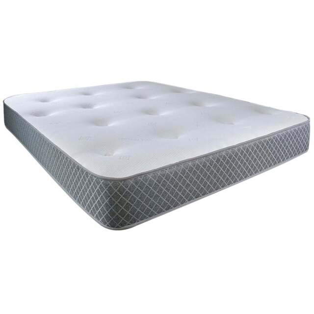 Starlight Beds European Double Tufted Hybrid Memory Foam and Spring Mattress - Grey - Wilko - image 1