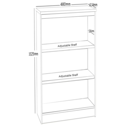 R White Cabinets 3 Shelf Black Mid Height Bookcase - Size: 103.2 x 47.9 x 41.4cm - Wilko - thumbnail 5