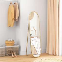 Portland Gold Tone Metal Frame Oval Full Length Mirror 160 x 40cm - Wilko - thumbnail 5