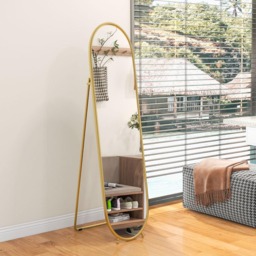 Portland Gold Tone Metal Frame Oval Full Length Mirror 160 x 40cm - Wilko - thumbnail 3
