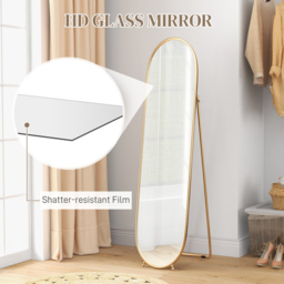 Portland Gold Tone Metal Frame Oval Full Length Mirror 160 x 40cm - Wilko - thumbnail 6