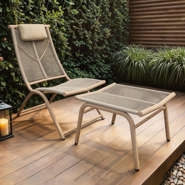 SOLACE+CO Esen Beige Garden Lounge Chair with Footstool - Size: 1 Seater - Wilko - image 1
