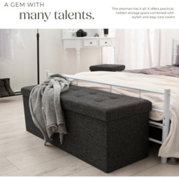 tectake Dark Grey Foldable Padded Stool with Storage - Size: 38 x 38 x 110cm - Wilko - thumbnail 7