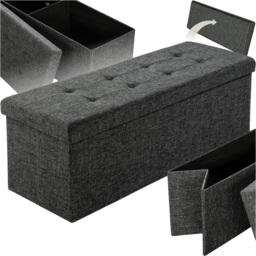 tectake Dark Grey Foldable Padded Stool with Storage - Size: 38 x 38 x 110cm - Wilko - thumbnail 3