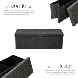 tectake Dark Grey Foldable Padded Stool with Storage - Size: 38 x 38 x 110cm - Wilko - thumbnail 5