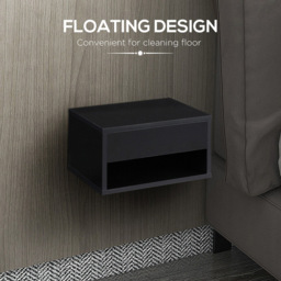 HOMCOM Black High Gloss Bedside Table Set of 2 - Size: Single Drawer - Wilko - thumbnail 6