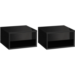HOMCOM Black High Gloss Bedside Table Set of 2 - Size: Single Drawer - Wilko - thumbnail 3