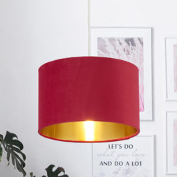 Lighting Collection Burgundy Gold Inner Velvet Drum Shade - Size: 18 x 28 x 28cm - Red - Wilko - thumbnail 3
