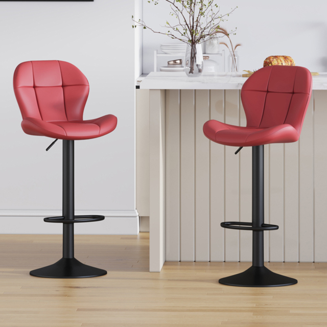 Stella Red Height Adjustable Bar Stools with Footrest Set of 2 - MCC - Wilko - image 1