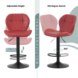 Stella Red Height Adjustable Bar Stools with Footrest Set of 2 - MCC - Wilko - thumbnail 5
