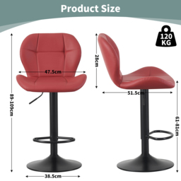Stella Red Height Adjustable Bar Stools with Footrest Set of 2 - MCC - Wilko - thumbnail 6