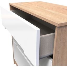 Crowndale Monaco 3 Drawer White Gloss and Bardolino Oak Deep Chest of Drawers Ready Assembled - White Gloss & Bardolino Oak - Wilko - thumbnail 7