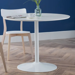 Julian Bowen Blanco 4 Seater Round Pedestal Dining Table White - Wilko