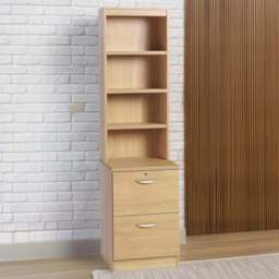 R White Cabinets 2 Drawer 4 Shelf Brown Filing Cabinet with Hutch - Size: 182.8 x 47.9 x 54cm - Wilko