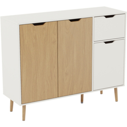 Vida Designs 3 Door Single Drawer Oak and White Sideboard - Size: 72 x 90 x 30cm - Wilko - thumbnail 3