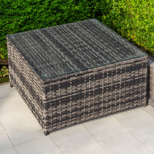 Oseasons Malta Grey Walnut Rattan Coffee Table - Size: 37 x 65 x 65cm - Brown - Wilko - image 1