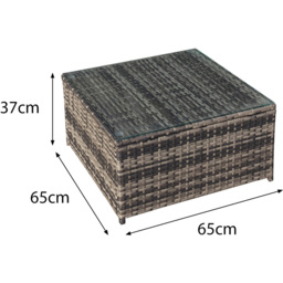 Oseasons Malta Grey Walnut Rattan Coffee Table - Size: 37 x 65 x 65cm - Brown - Wilko - thumbnail 4