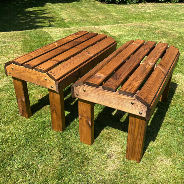 Charles Taylor Knights Single Seater Garden Bench Set of 2 - Size: 17 x 60 x 32cm - Brown - Wilko - image 1