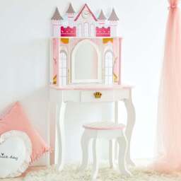 Teamson Kids White and Pink Dreamland Castle Play Vanity Set - Size: 118.1 x 31.8 x 59.7cm - Wilko - thumbnail 1