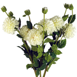 Leaf Cream Dahlia Pom Pom Artificial Flower Stem 75cm 6 Pack - Size: 75 x 13 x 13cm - Wilko - thumbnail 3