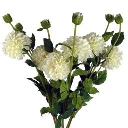 Leaf Cream Dahlia Pom Pom Artificial Flower Stem 75cm 6 Pack - Size: 75 x 13 x 13cm - Wilko - thumbnail 4