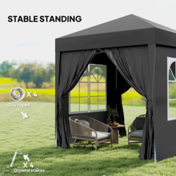 Outsunny 2 x 2m Black Marquee Pop Up Gazebo Party Tent - Wilko - thumbnail 6