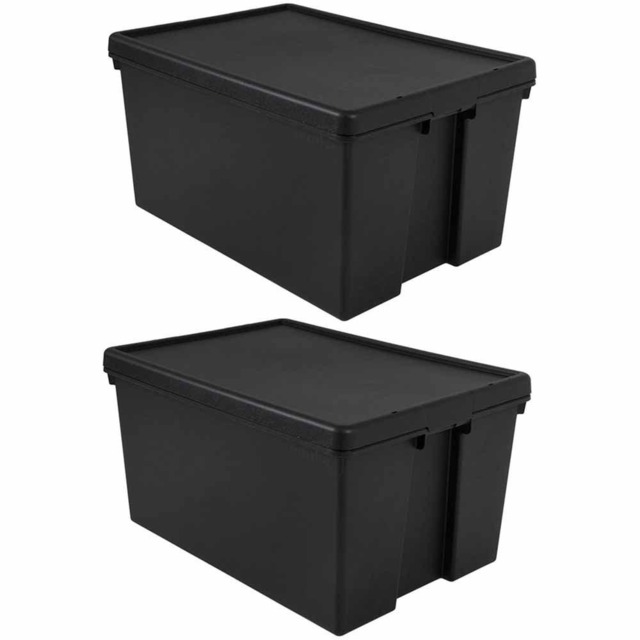 Wham 96L Recycled Storage Box 2 Pack - Black - Wilko - image 1