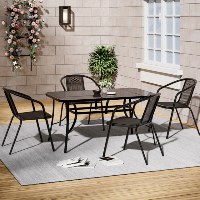 Living and Home Wicker 4 Seater Patio Set - Black - Wilko - image 1