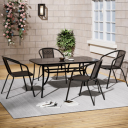 Living and Home Wicker 4 Seater Patio Set - Black - Wilko - thumbnail 1