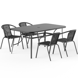 Living and Home Wicker 4 Seater Patio Set - Black - Wilko - thumbnail 3