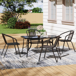 Living and Home Wicker 4 Seater Patio Set - Black - Wilko - thumbnail 7