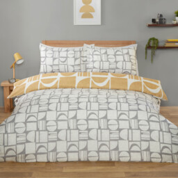 Riley Geo Reversible Bedding SetMustardDouble - Wilko - thumbnail 3