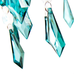 Happy Homewares Modern Waterfall Design Clear and Teal Acrylic Drops and Beads Pendant Shade - Size: 22 x 16 x 16cm - Green - Wilko - thumbnail 5