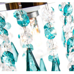 Happy Homewares Modern Waterfall Design Clear and Teal Acrylic Drops and Beads Pendant Shade - Size: 22 x 16 x 16cm - Green - Wilko - thumbnail 4