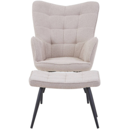 Paris Boucle Light Brown Armchair and Footstool Set - Size: Single - Shankar - Wilko - thumbnail 6