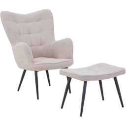 Paris Boucle Light Brown Armchair and Footstool Set - Size: Single - Shankar - Wilko - thumbnail 3