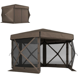 Outsunny 3 x 3m Brown Hexagon Pop Up Gazebo with 5 Sides - Wilko - thumbnail 3