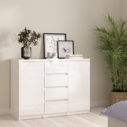 Florence 2 Door 4 Drawer White High Gloss Sideboard - Size: 50 x 120.8 x 90.7cm - Furniture to Go - Wilko - thumbnail 7
