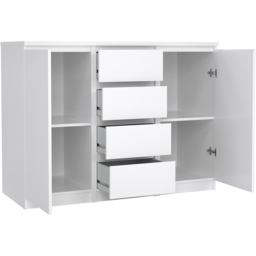 Florence 2 Door 4 Drawer White High Gloss Sideboard - Size: 50 x 120.8 x 90.7cm - Furniture to Go - Wilko - thumbnail 5