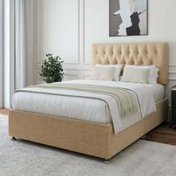 Bedmaster Small Double Cream Linen 2 Drawer Divan Base with Lona Headboard - Wilko - thumbnail 1