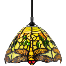 Happy Homewares Green Stained Glass Dragonfly Tiffany Pendant Lighting Shade - Size: 14 x 20 x 20cm - Wilko - thumbnail 4