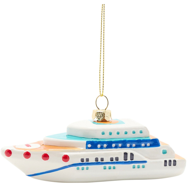 The Seasonal Gift Co Yacht Hanging Tree Decoration 13cm - Size: 13 x 12 x 5cm - White - Wilko - image 1