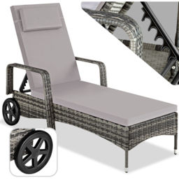 tectake Cassis Grey 6 Level Adjustable Sun Lounger with Removable Headrest and Wheels - Size: 94.5 x 72 x 196cm - Wilko - thumbnail 3