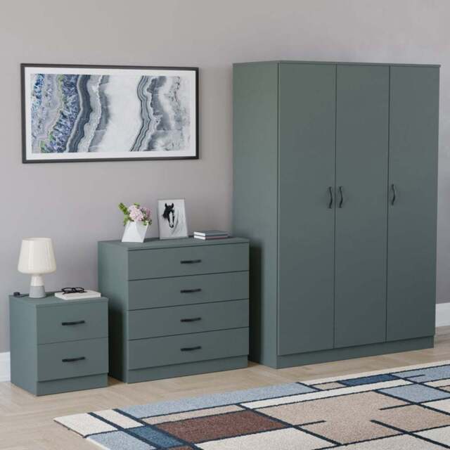 VIDA DESIGNS Riano Green 3 Piece Bedroom Furniture Set - Jasper Green - Wilko - image 1