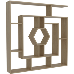 Decorotika Labrina 12 Shelf Oak Hexagonal Geometric Bookcase - Size: 134 x 134 x 22cm - Brown - Wilko - thumbnail 3