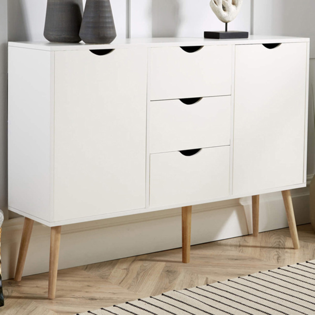 Home Source Boden 2 Door 3 Drawer White Sideboard - Size: 85 x 119 x 30cm - Wilko - image 1