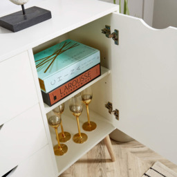 Home Source Boden 2 Door 3 Drawer White Sideboard - Size: 85 x 119 x 30cm - Wilko - thumbnail 7